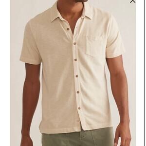 Marine Layer Men's Heavy Slub Cotton Button Up Short Sleeve Shirt Small Yellow